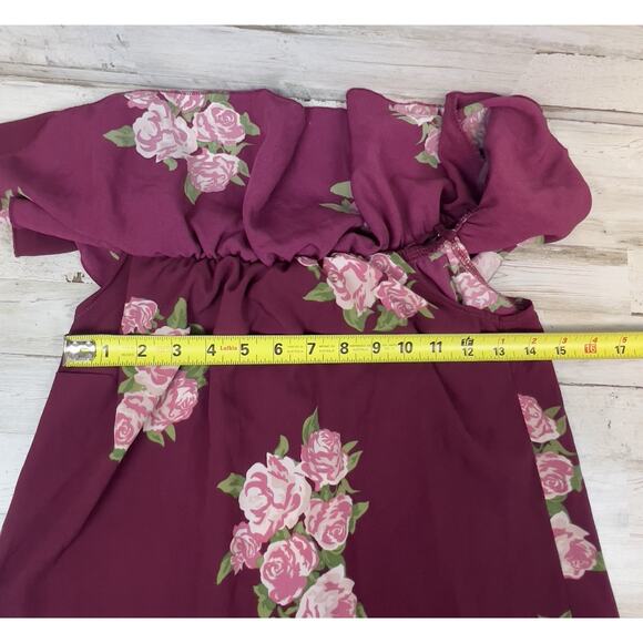 No Boundaries Juniors Floral Off Shoulder Rose Top M 7-9 Cottage Floral Boho - Picture 3 of 6